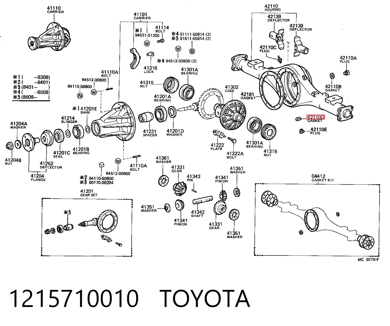 1215710010 Toyota Junta del tapón del cárter de la transmisión automática