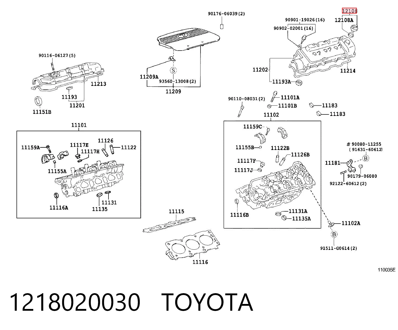 1218020030 Toyota Tapa, tubuladura de relleno de aceite