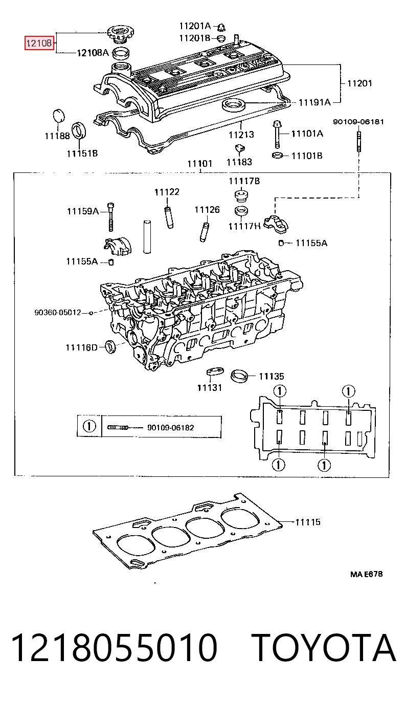 1218055010 Toyota Tapa, tubuladura de relleno de aceite