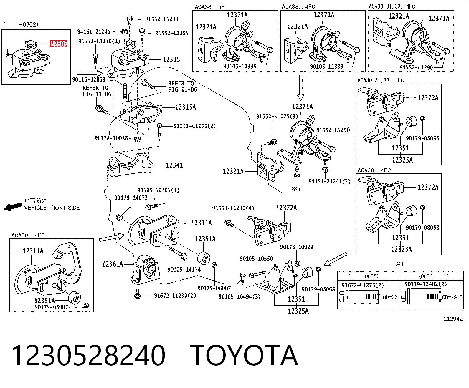 1230528240 Toyota Soporte de motor derecho