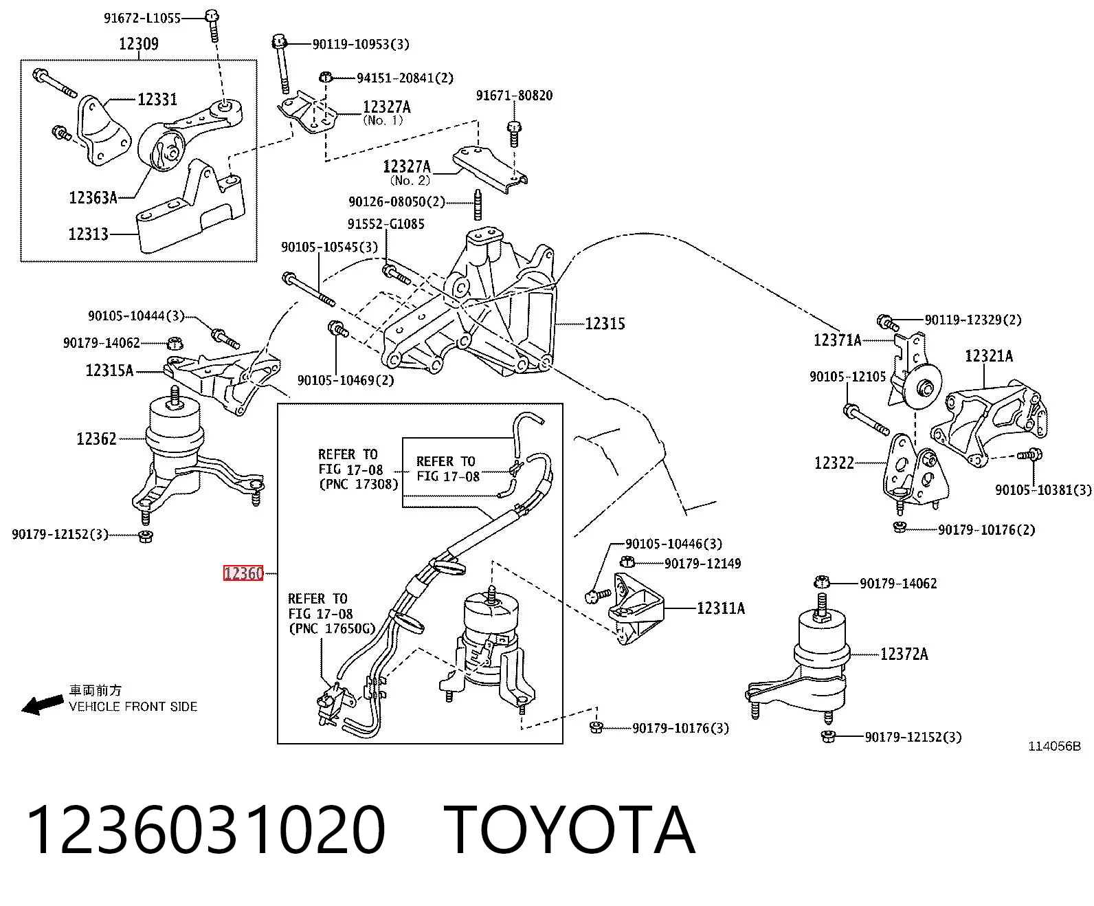 Soportes de motor delantero para Lexus RX 300/330/350/400H U3