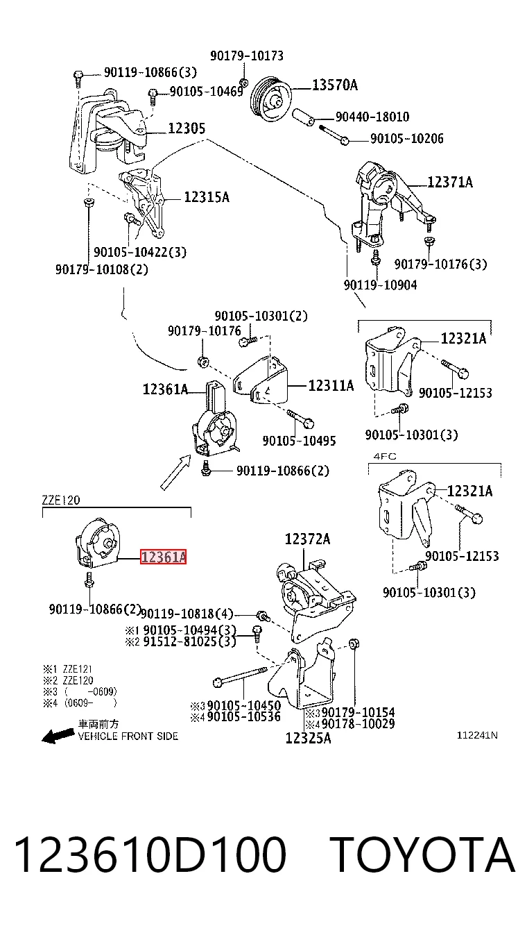 123610D100 Toyota Soportes de motor delantero