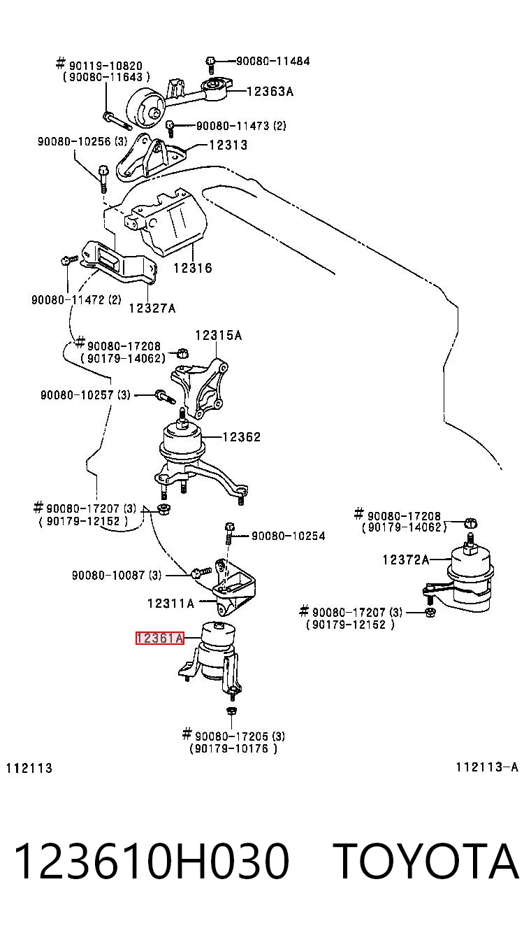 123610H030 Toyota Soportes de motor delantero