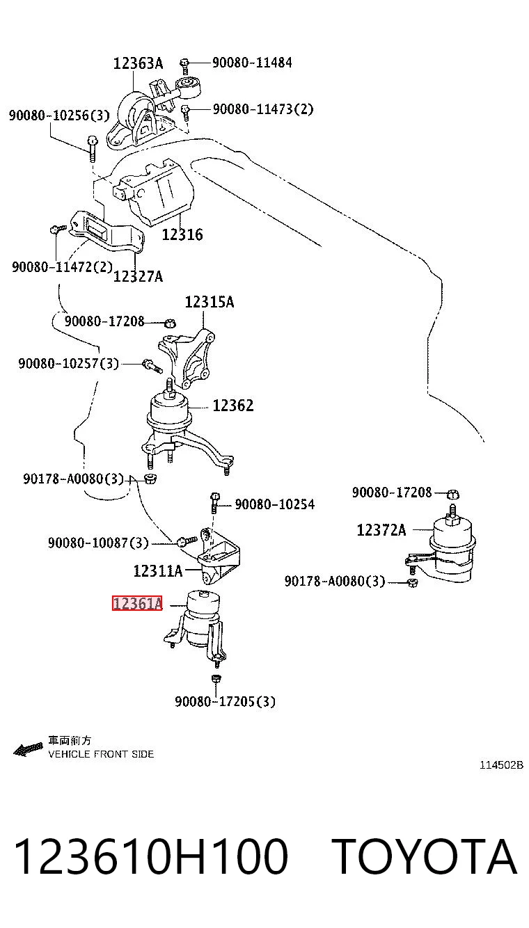 123610H100 Toyota Soportes de motor delantero