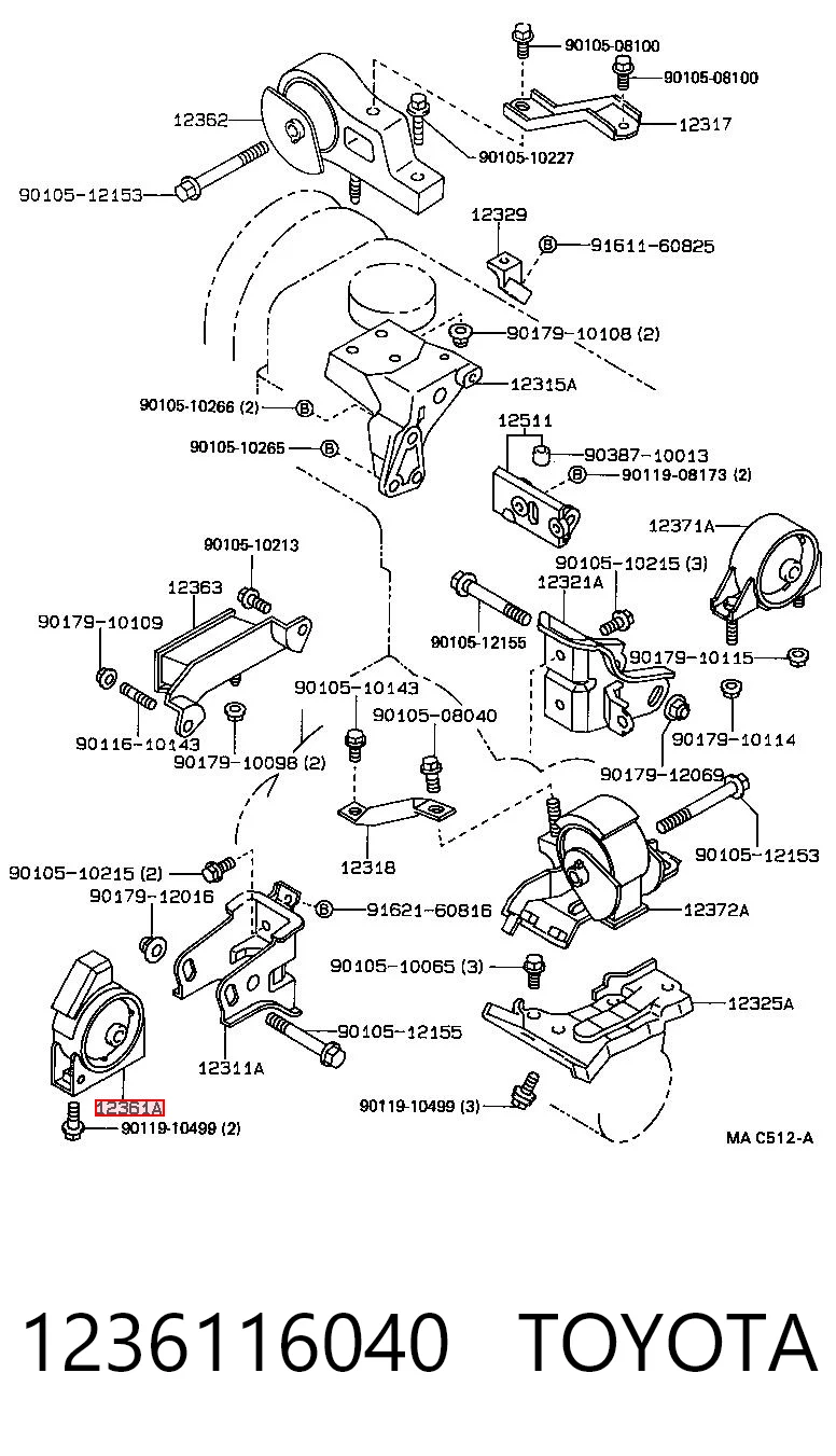 1236116040 Toyota Soportes de motor delantero