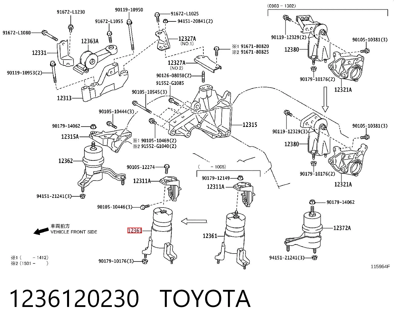 Soportes de motor delantero para Lexus RX 300/330/350/400H U3