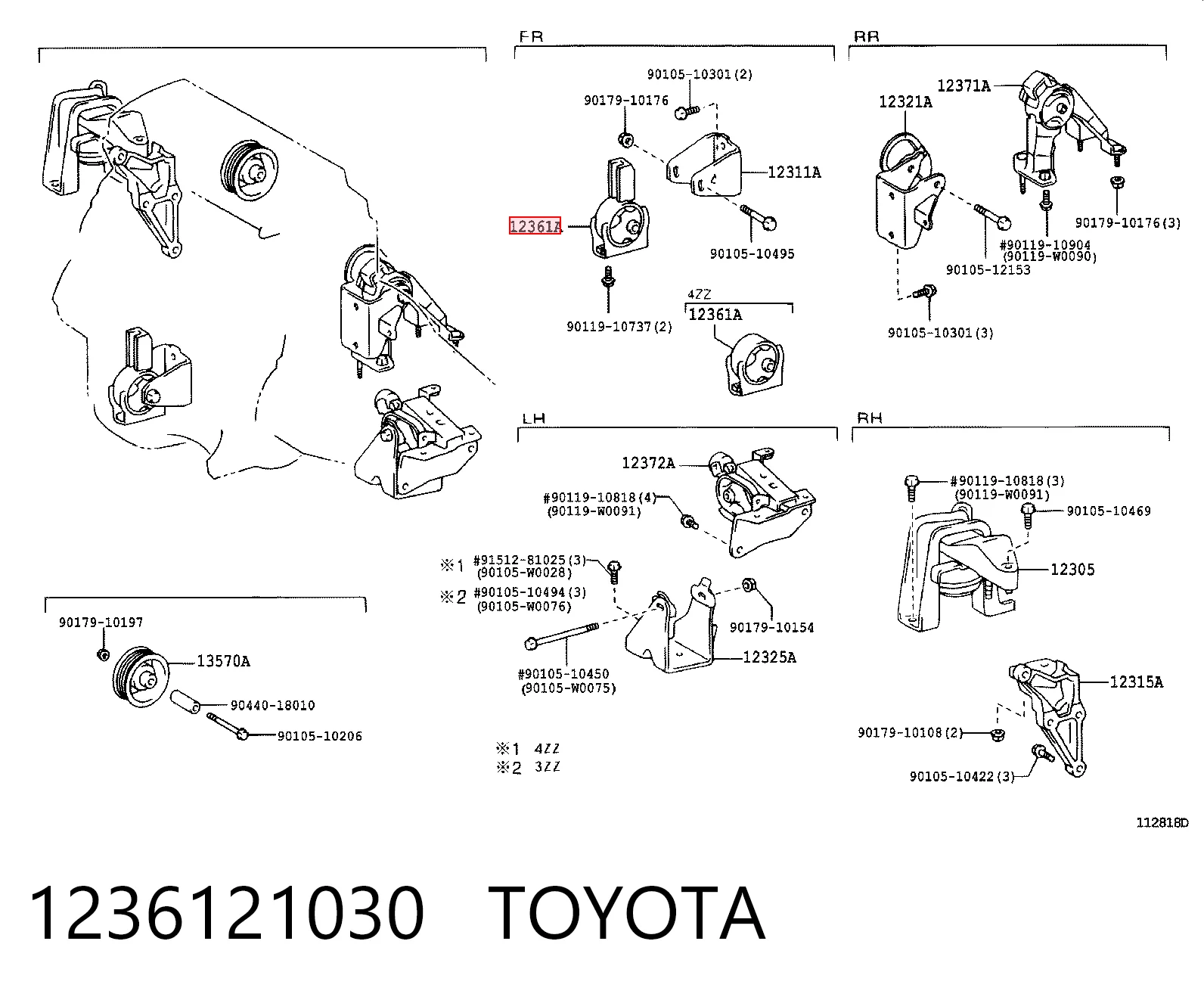 Comprar Soporte de motor delantero Toyota Corolla VERSO R10