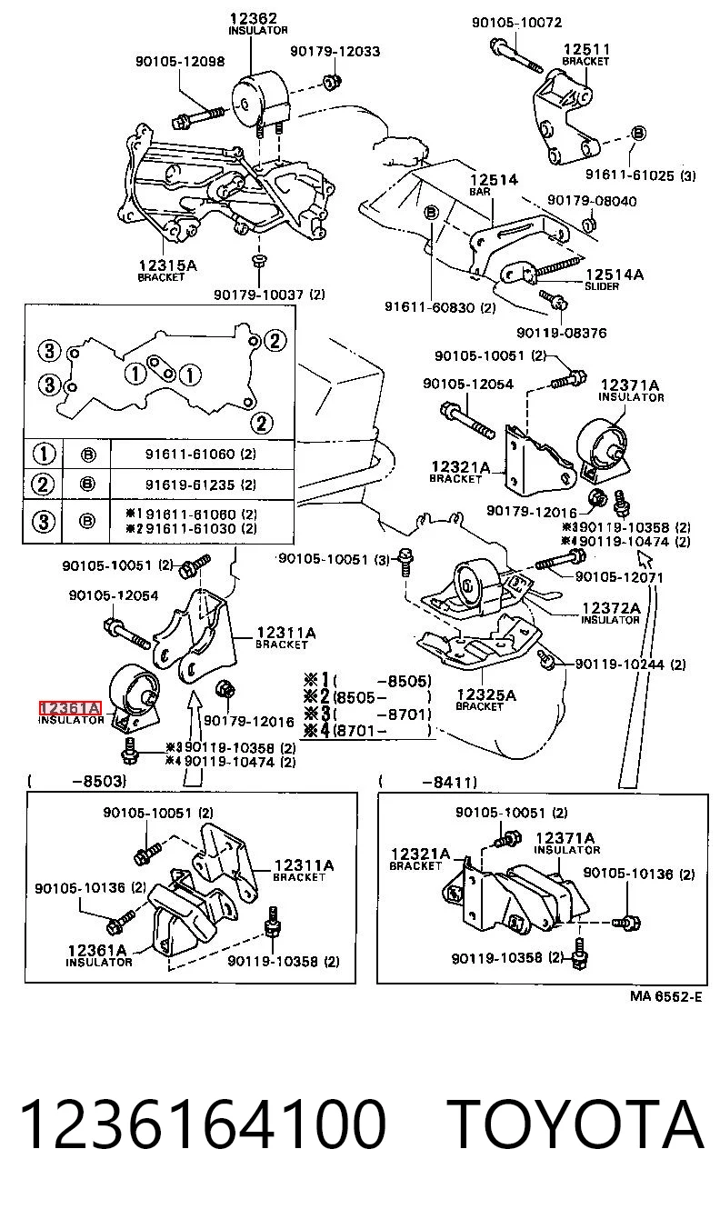1236164100 Toyota Soportes de motor delantero