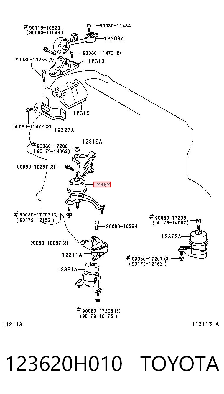 123620H010 Toyota Soporte de motor derecho