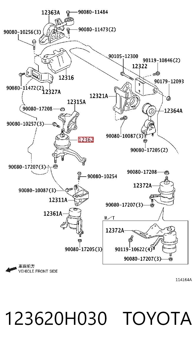 123620H030 Toyota Soporte de motor derecho