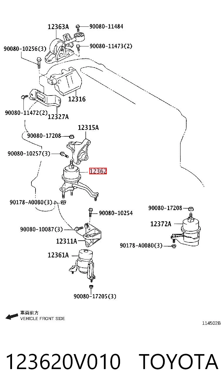 123620V010 Toyota Soporte de motor derecho
