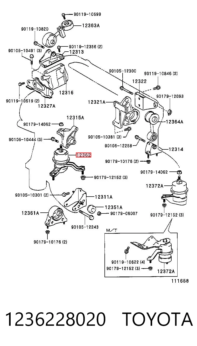 1236228020 Toyota Soporte de motor derecho