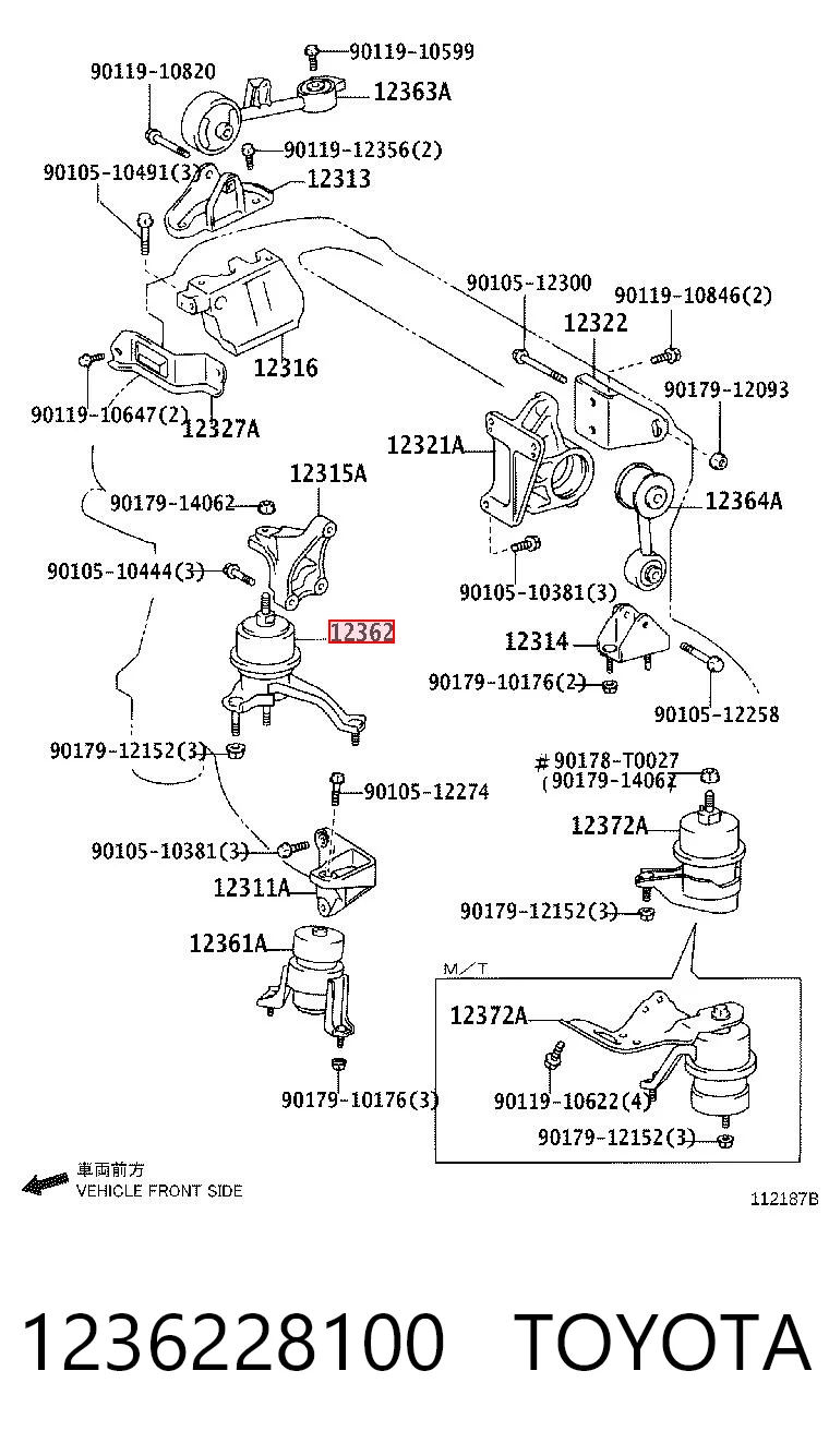 1236228100 Toyota Soporte de motor derecho