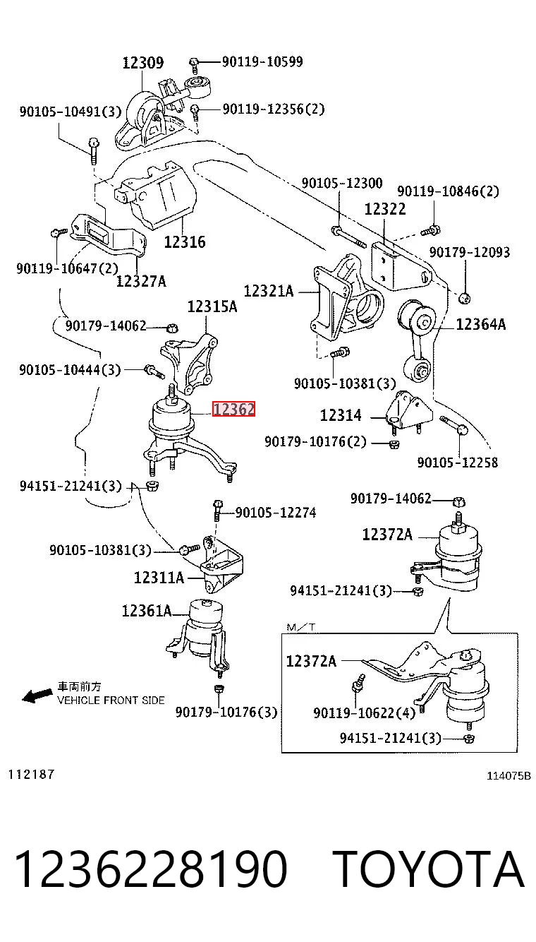 1236228190 Toyota Soporte de motor derecho