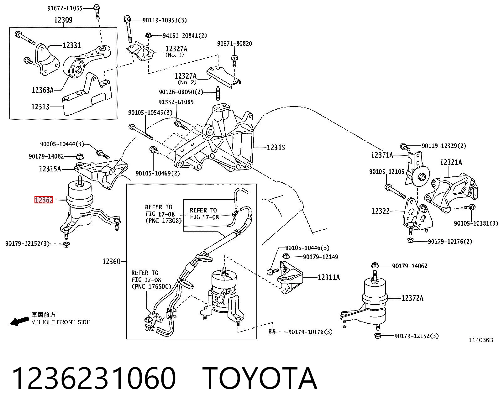 1236231060 Toyota Soporte de motor derecho