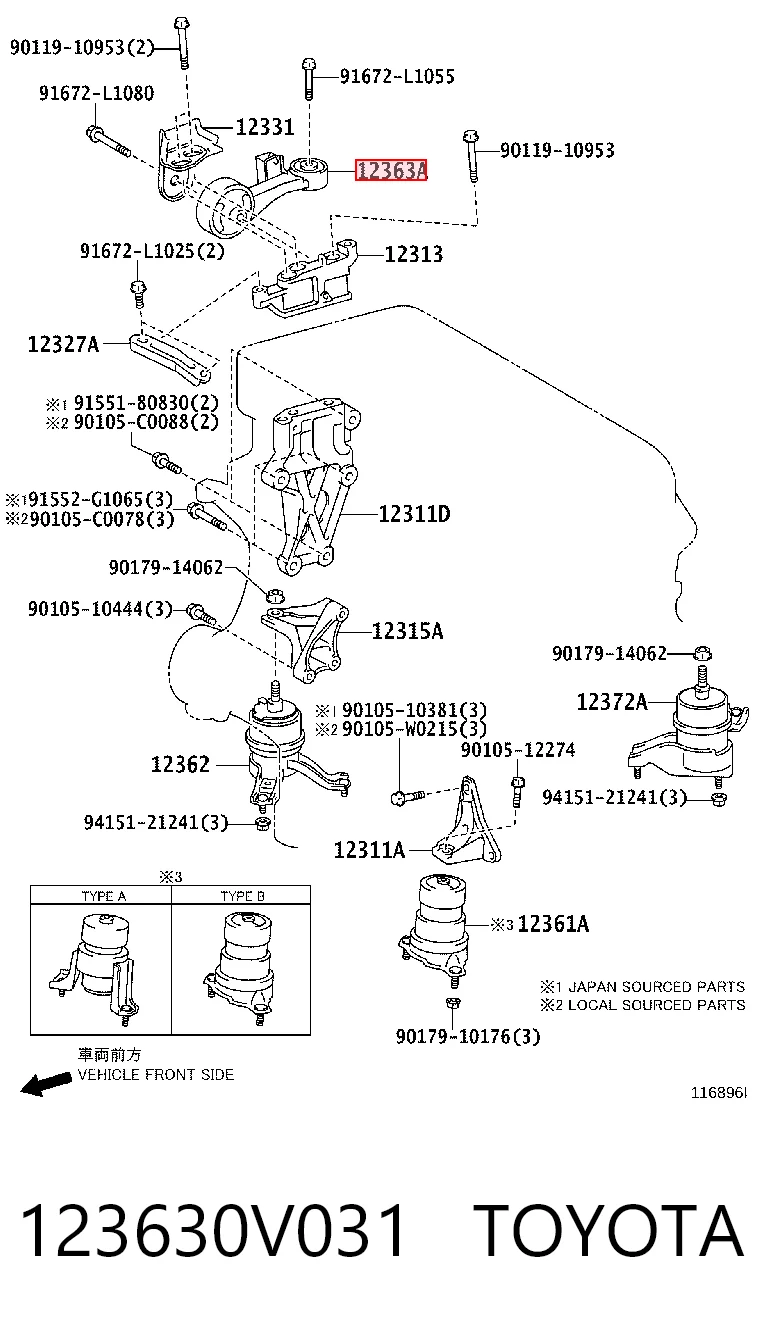 123630V031 Toyota Soporte superior del motor