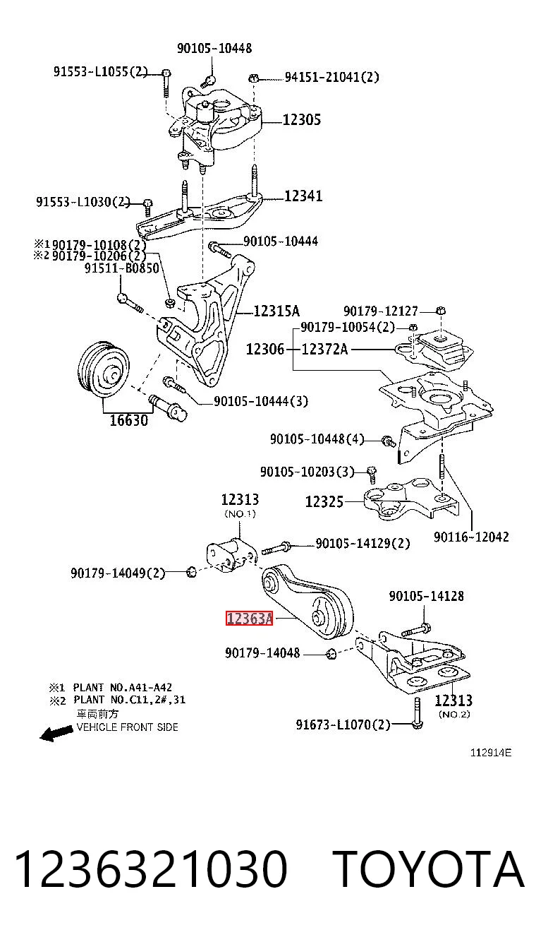 1236321030 Toyota Soportes de motor delantero