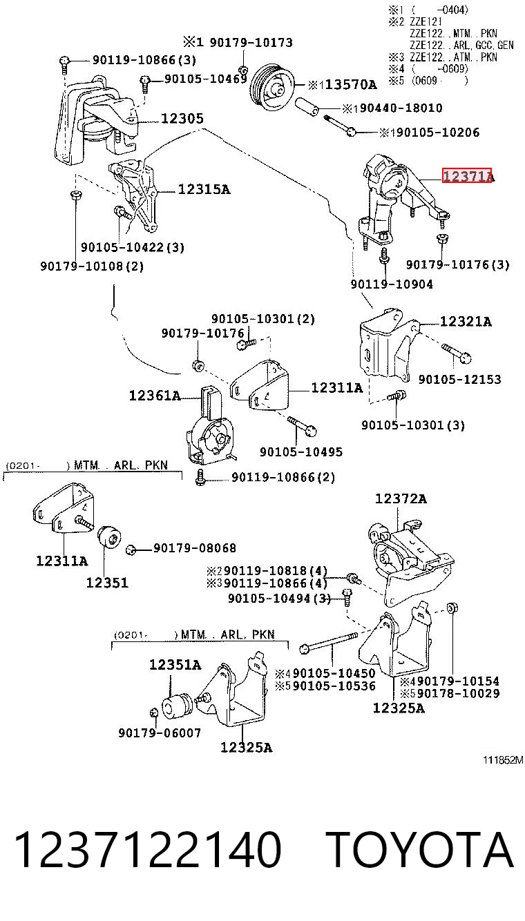 1237122140 Toyota Taco de motor