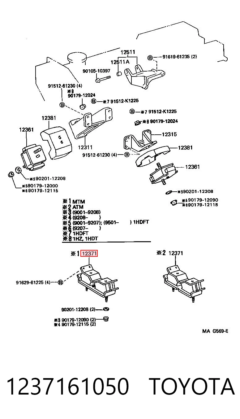 Soporte de caja de velocidades Toyota Land Cruiser  (1990-1998)