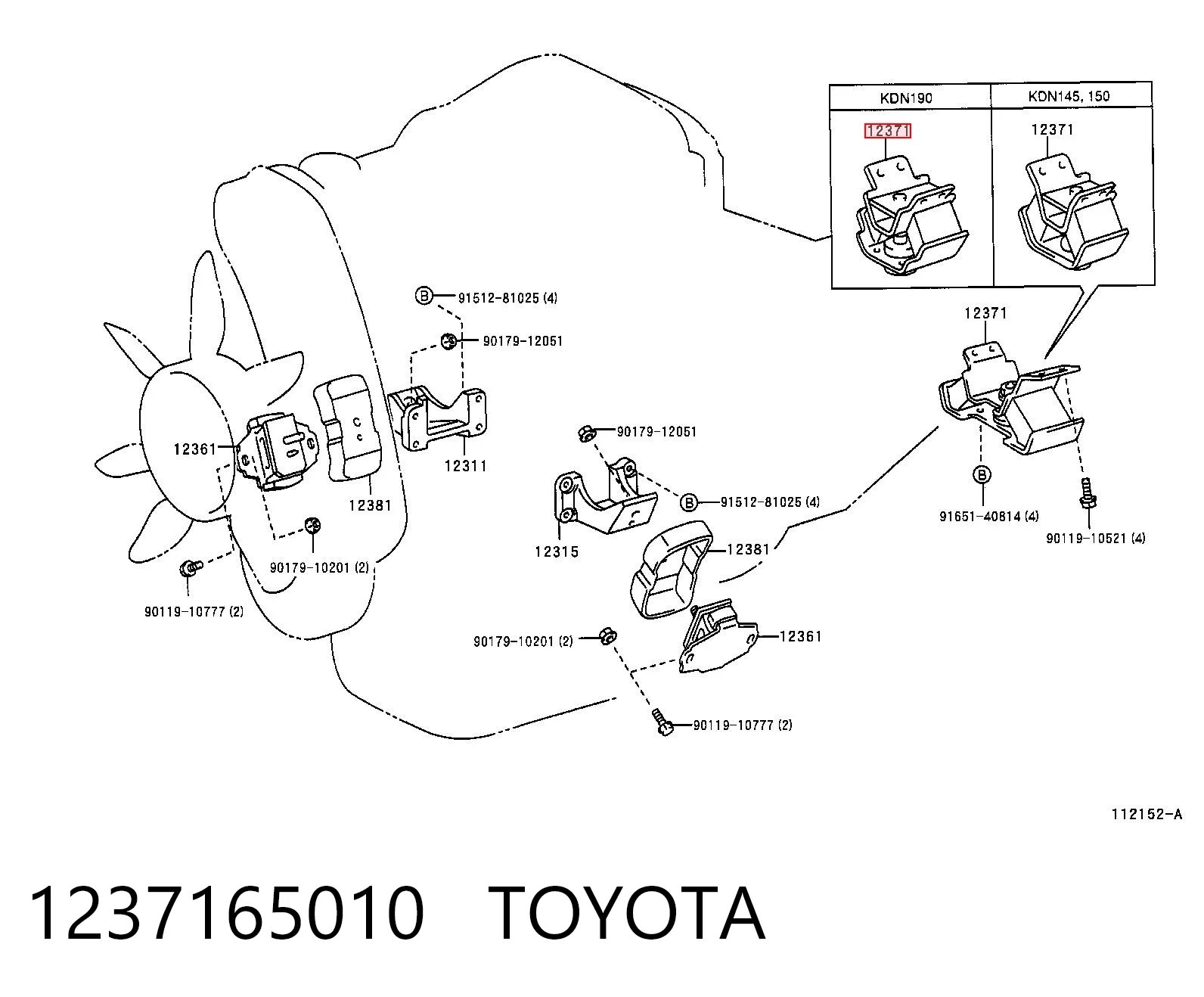 1237165010 Toyota Soporte de caja de velocidades