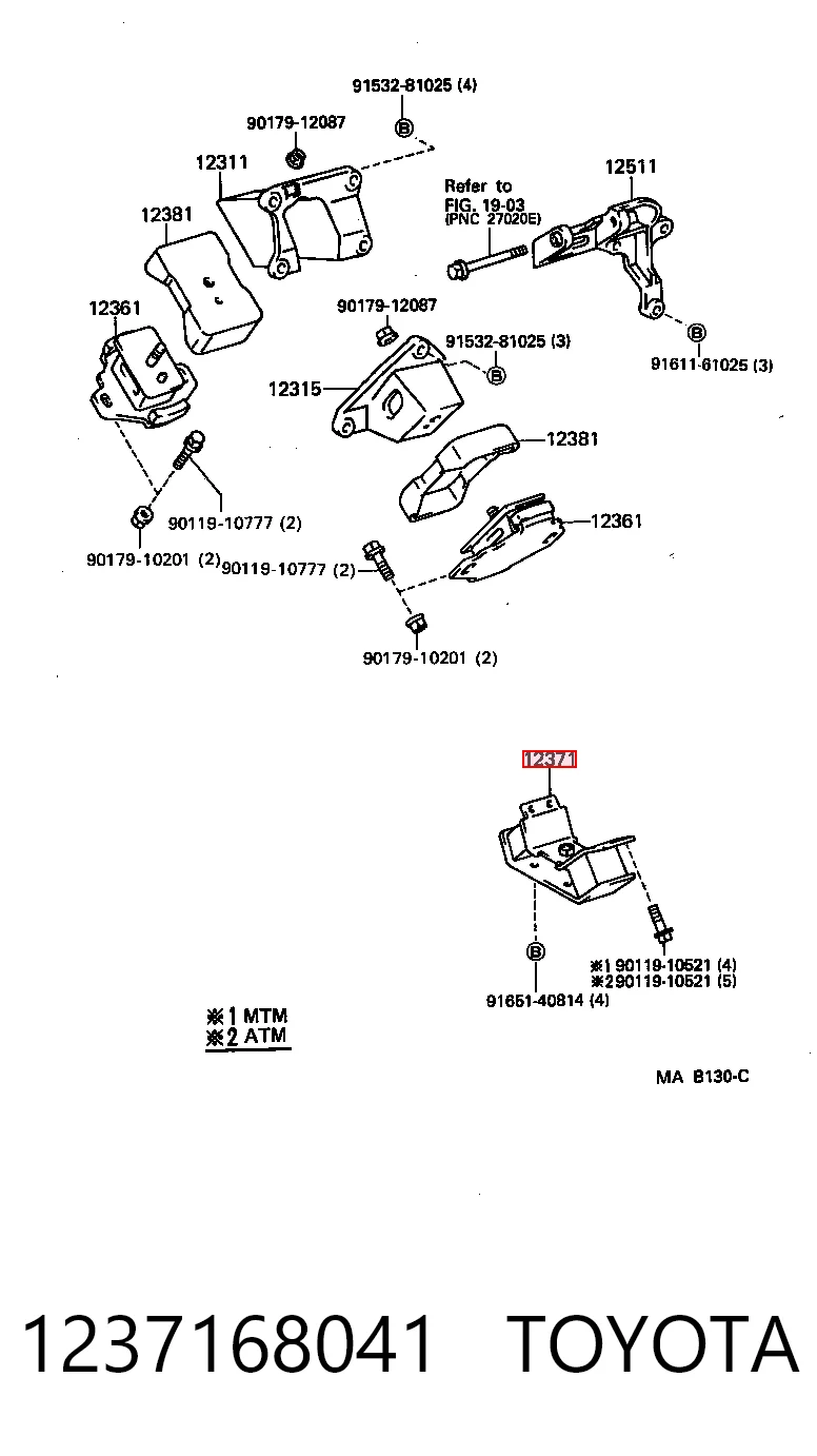  Soporte de motor trasero Toyota 4 Runner 