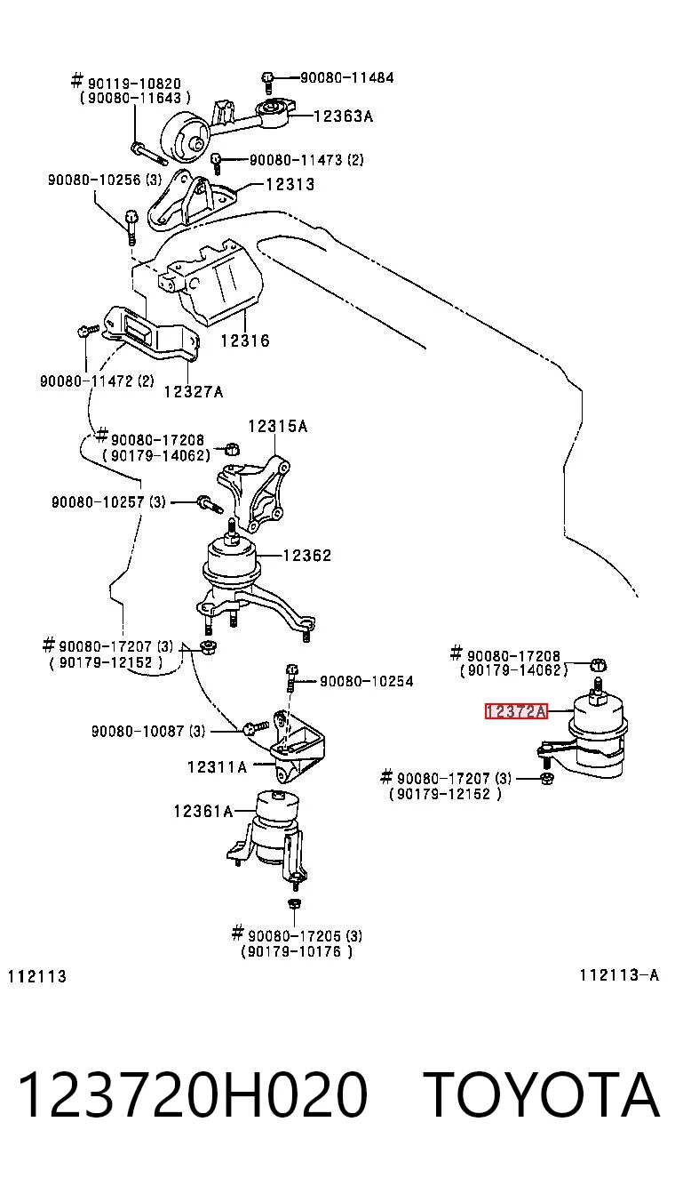 123720H020 Toyota Soporte de motor izquierdo