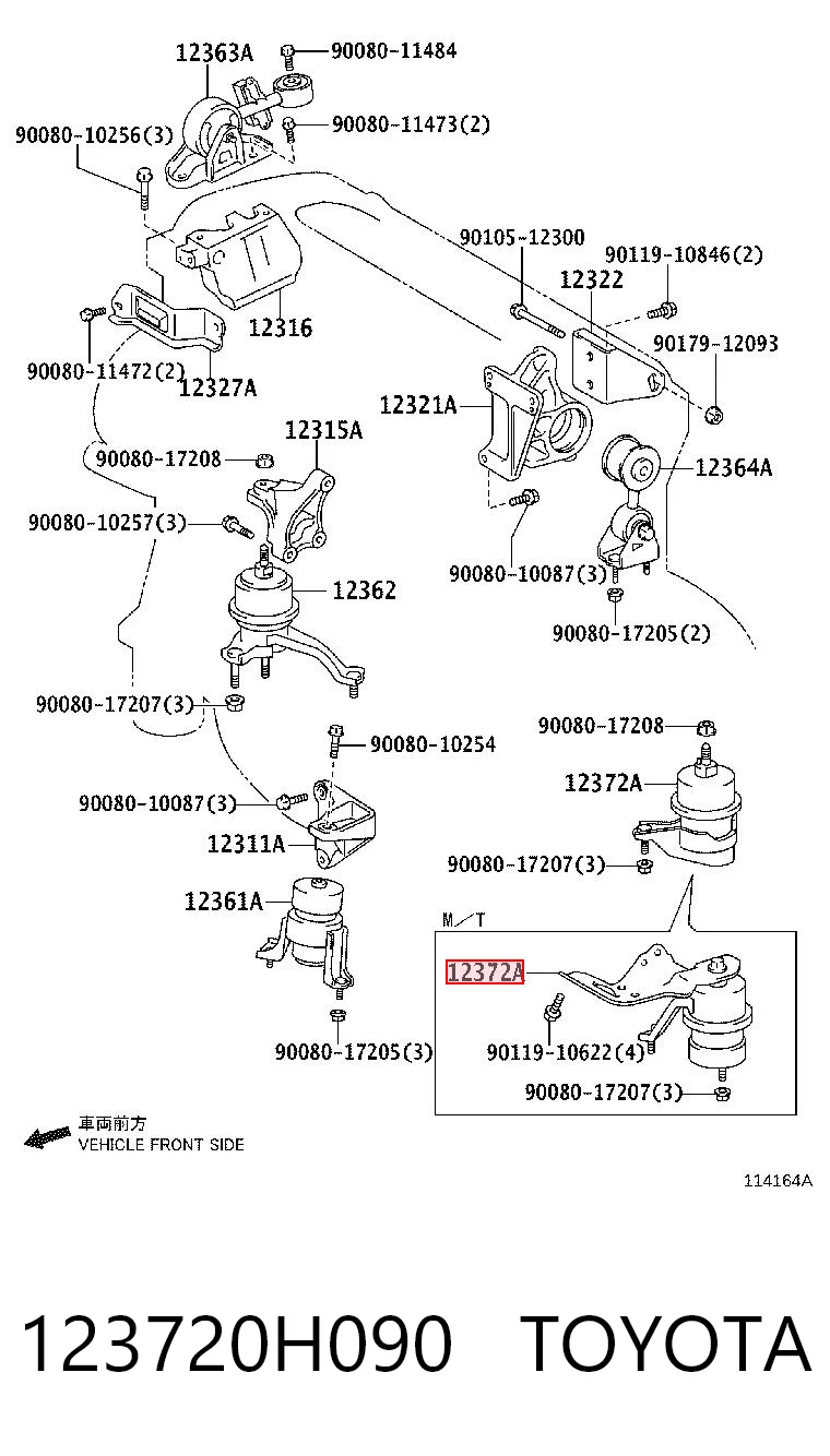 123720H090 Toyota Soporte de motor izquierdo