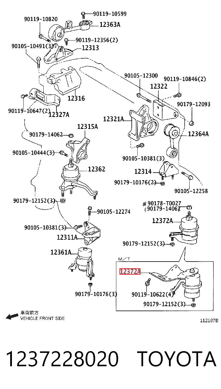 1237228020 Toyota Soporte de motor izquierdo