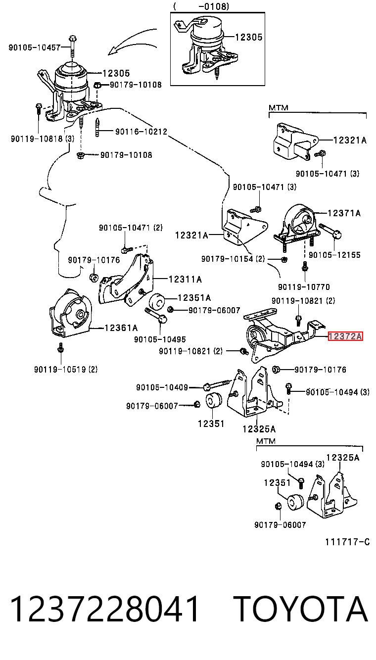 1237228041 Toyota Cojín del motor