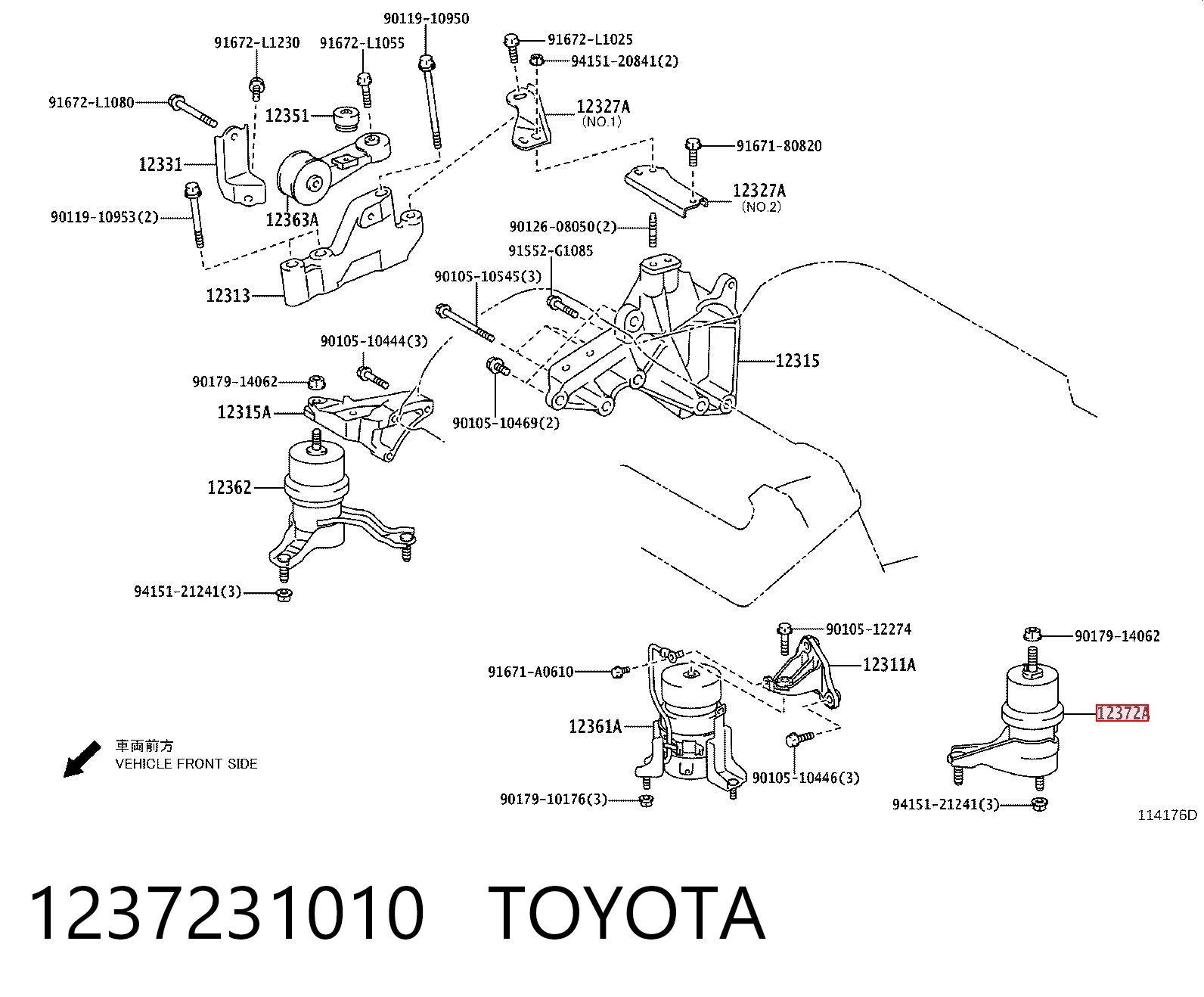 1237231010 Toyota Cojín del motor