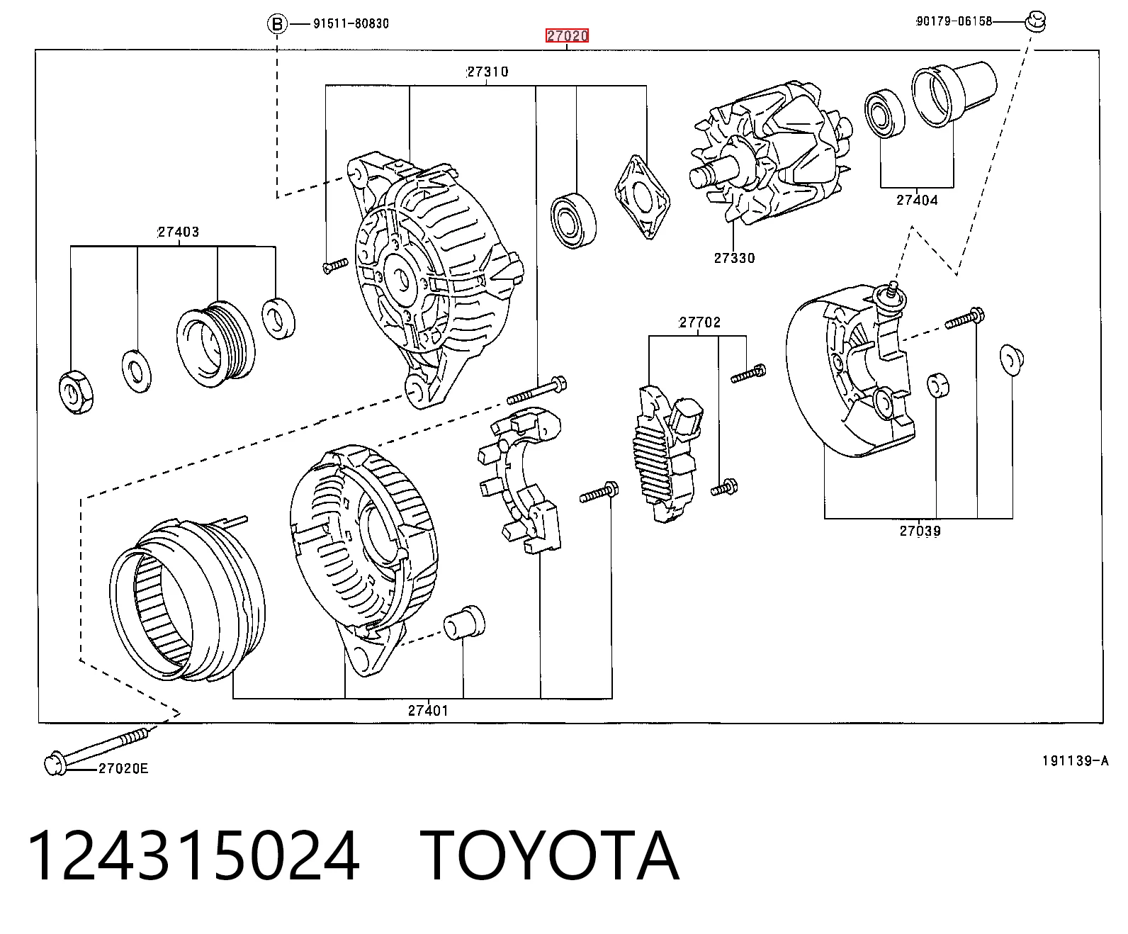 124315024 Toyota Alternador de coche