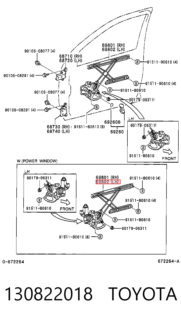 Mecanismo de elevalunas de la puerta delantera izquierda 130822018 TOYOTA