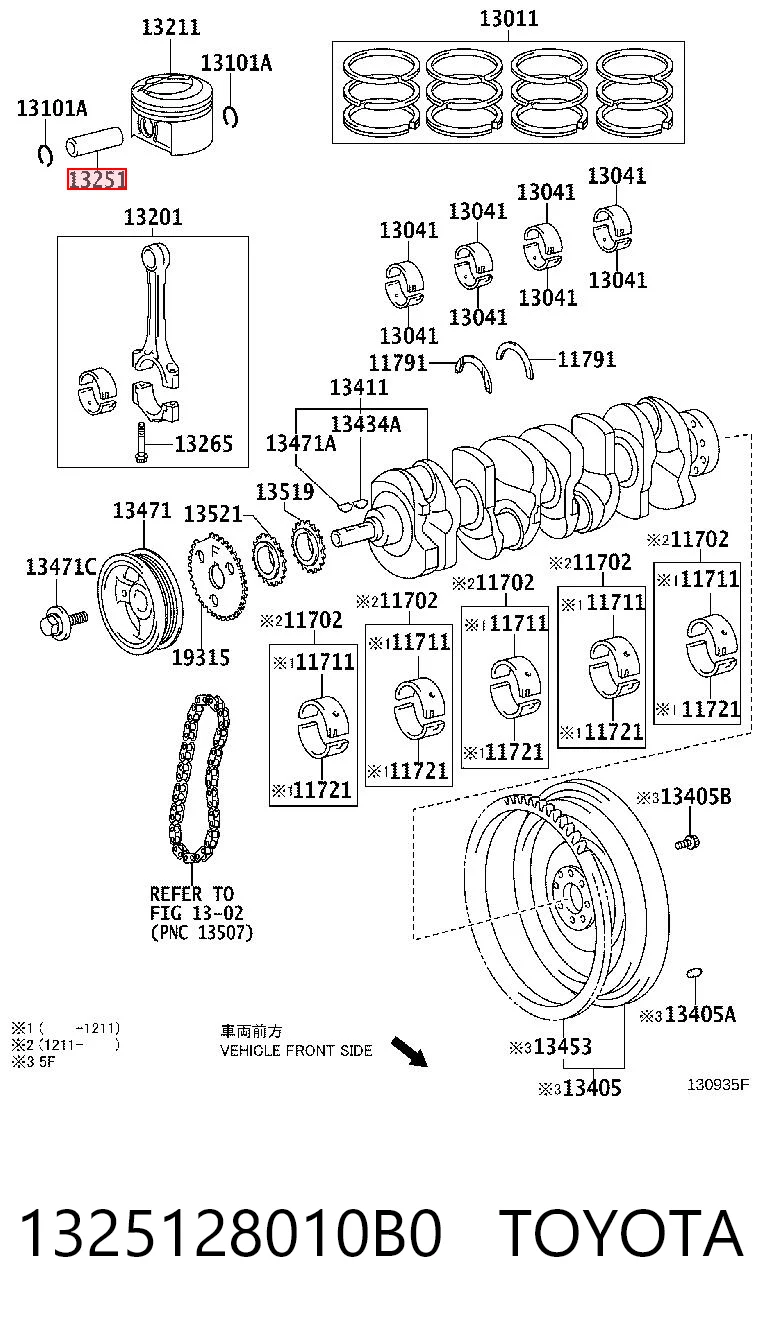 1325128010B0 Toyota Bulón de pistón