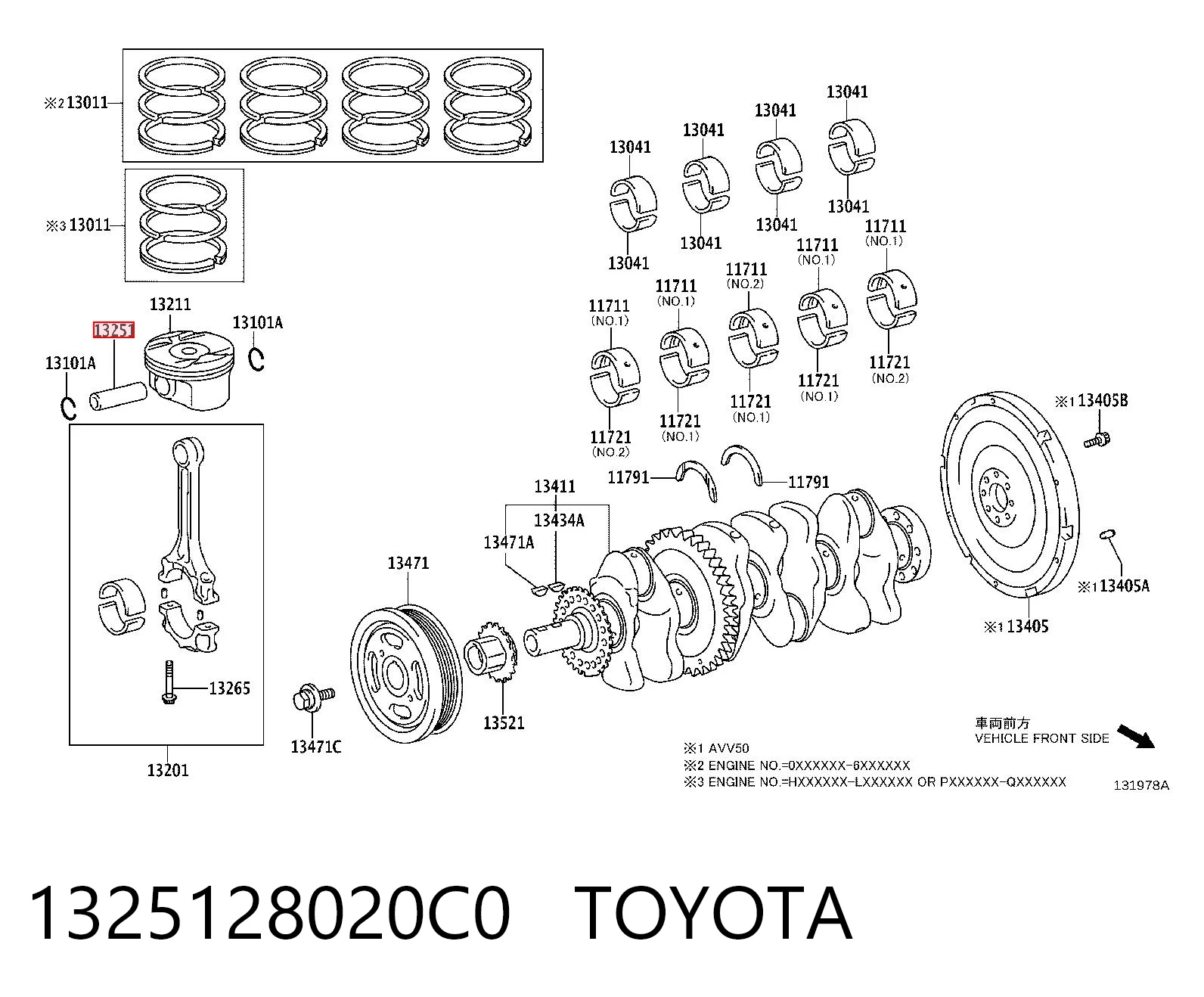 1325128020C0 Toyota Bulón de pistón