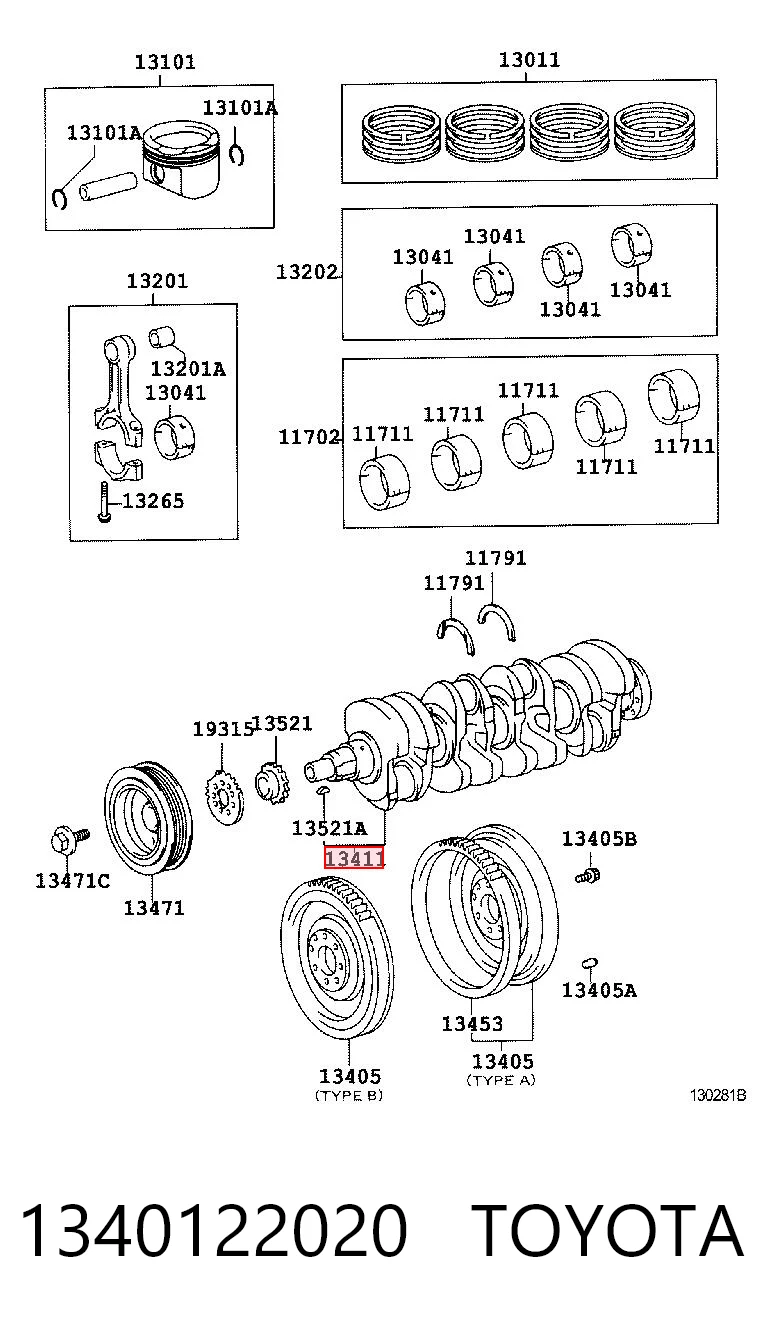 1340122020 Toyota Cigüeñal
