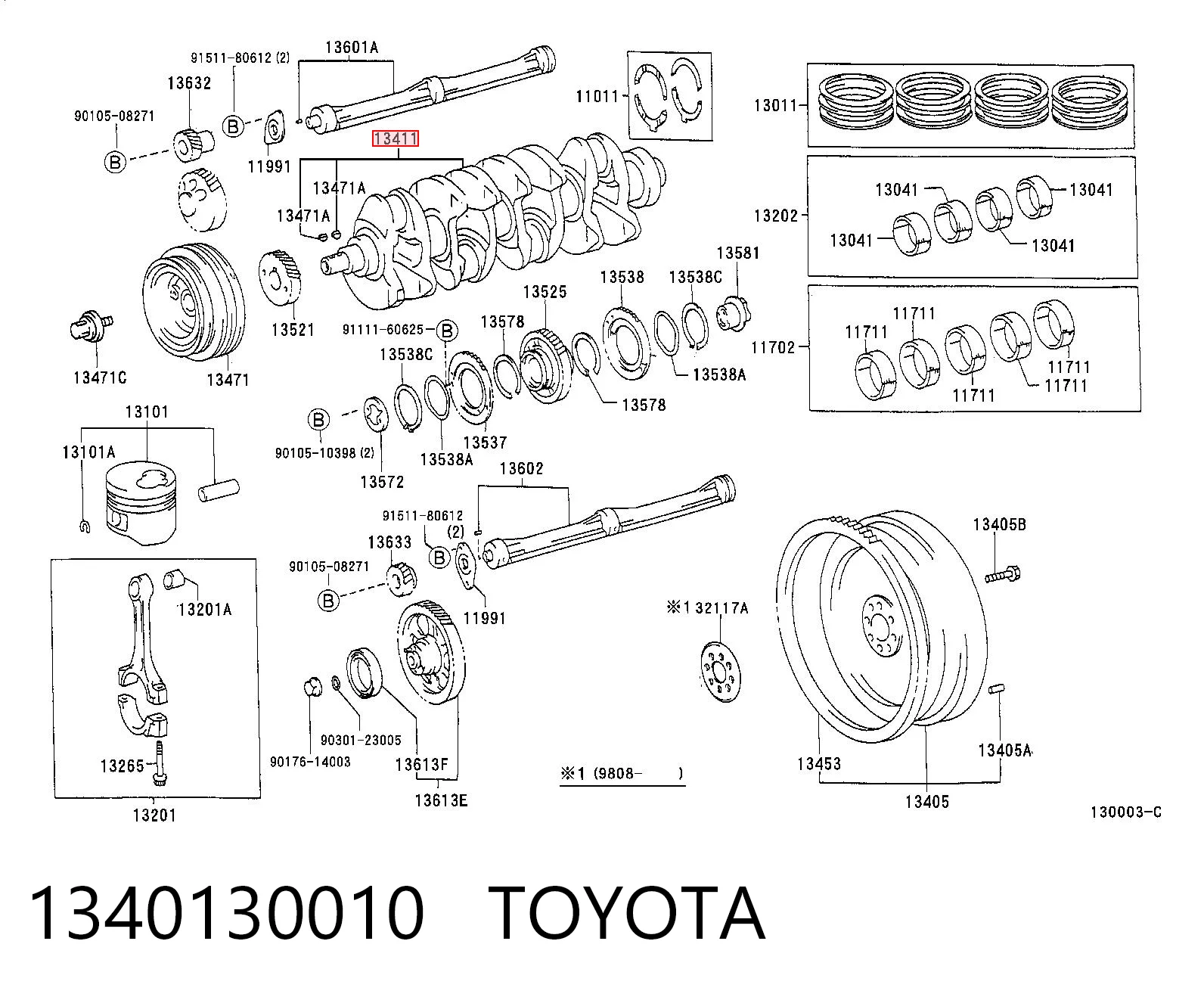 1340130010 Toyota Cigüeñal