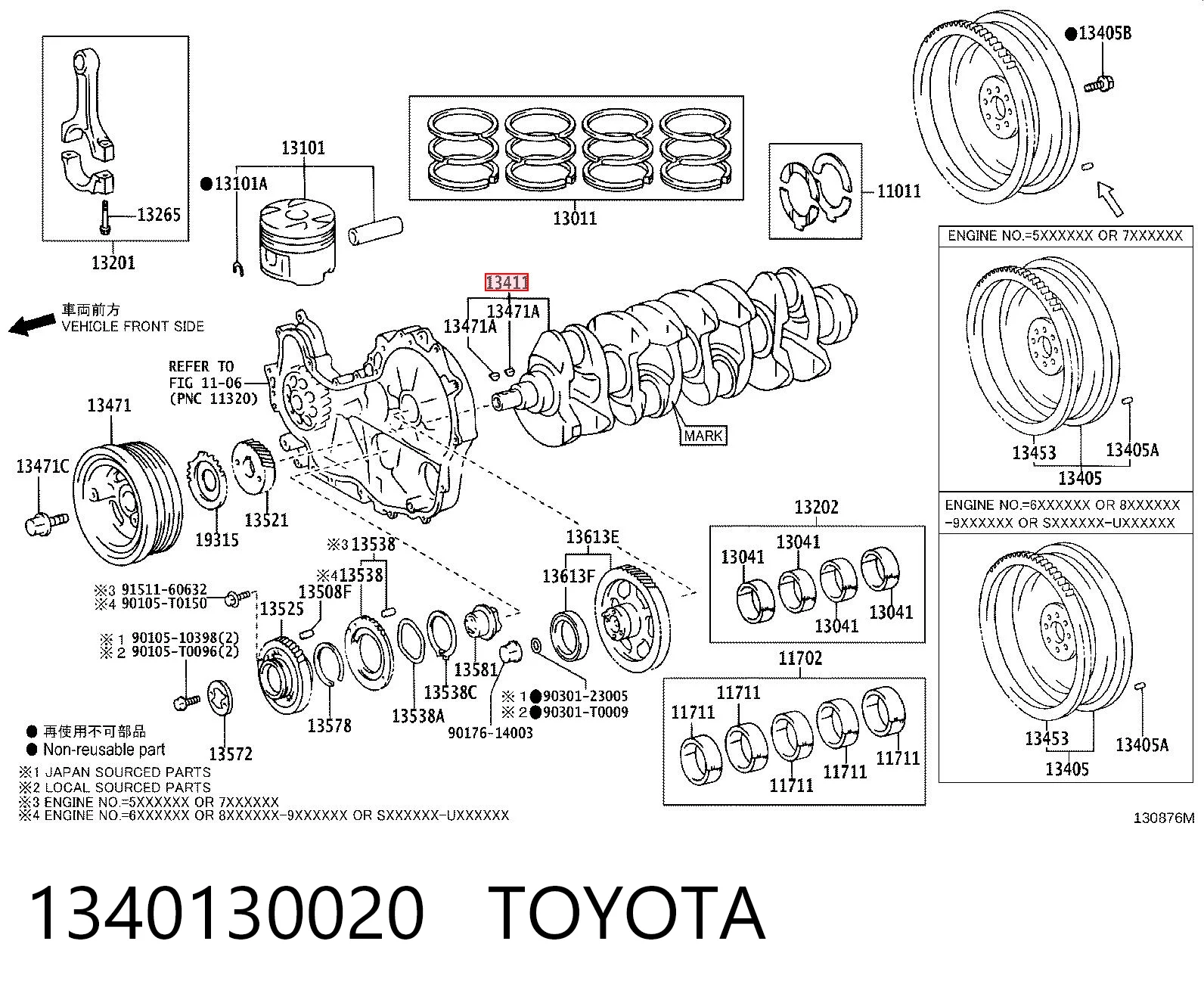 1340130020 Toyota Cigüeñal