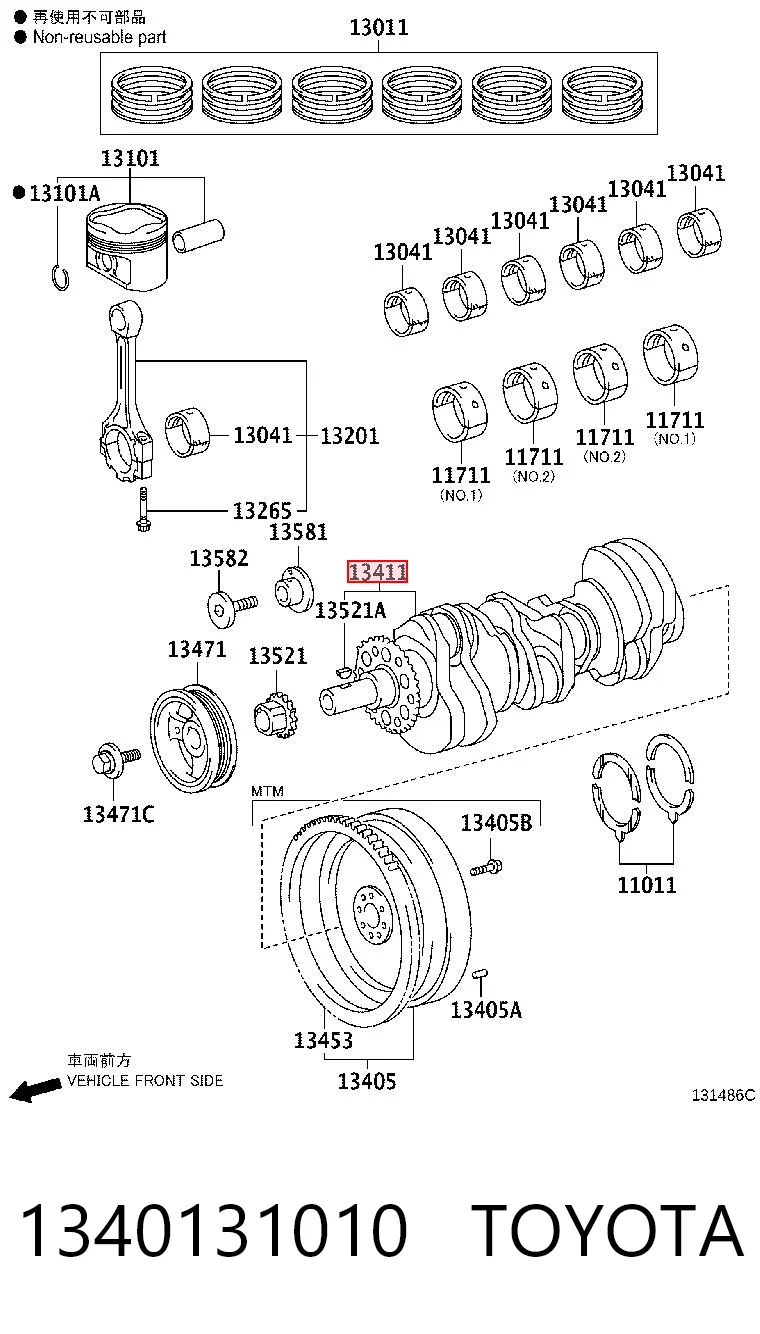 Cigüeñal para Toyota Land Cruiser PRADO ASIA J12