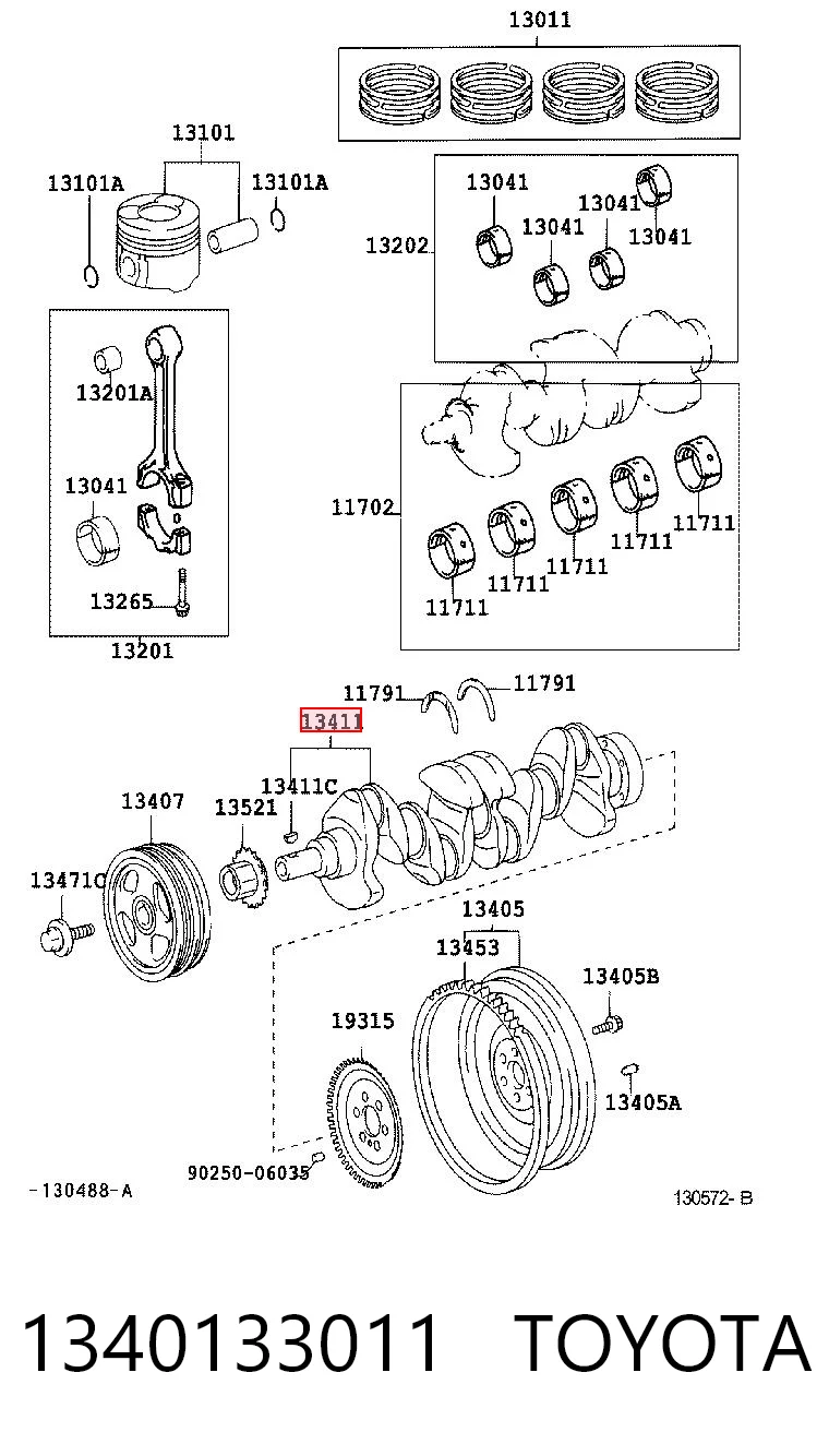 1340133011 Toyota Cigüeñal