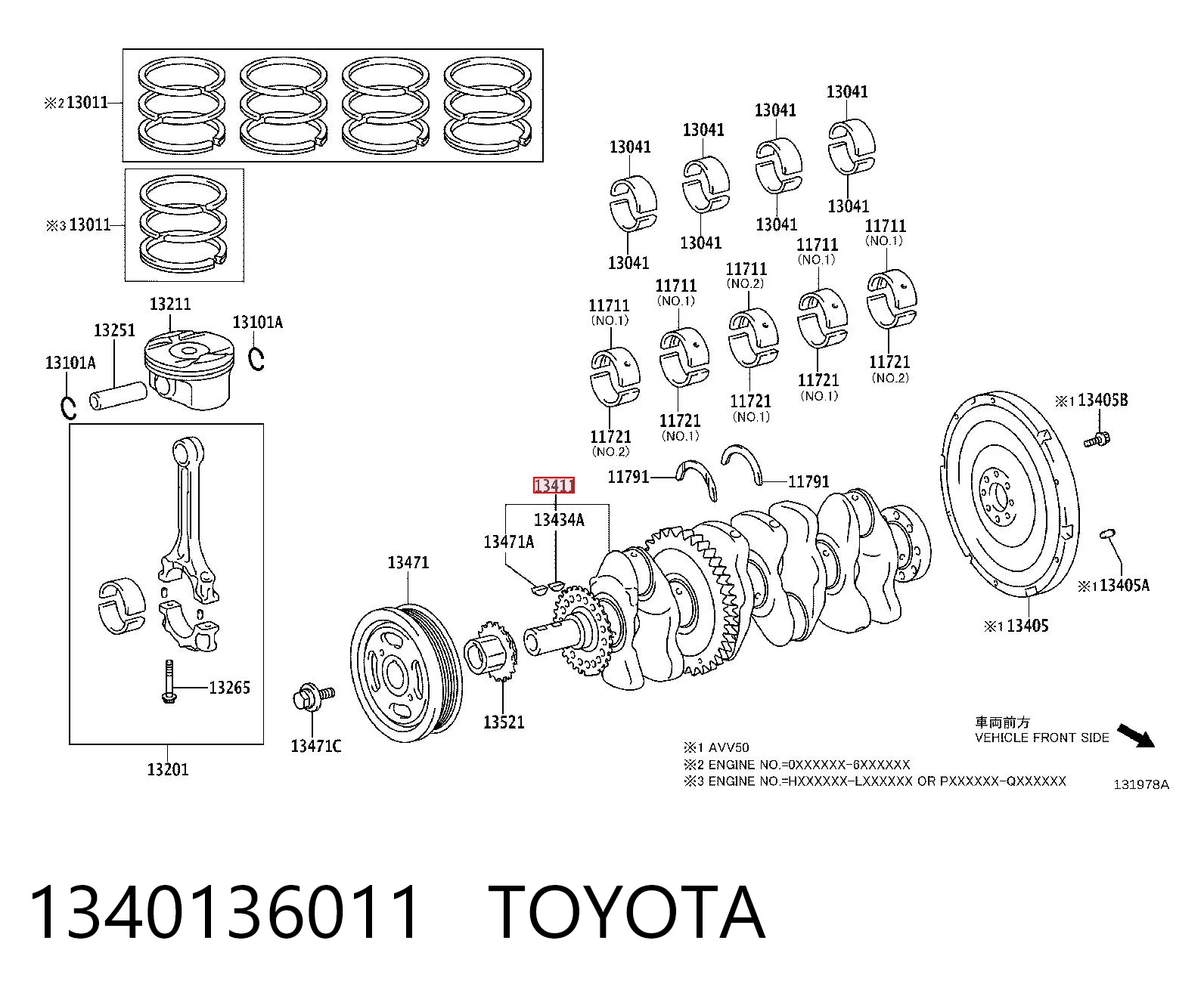 1340136011 Toyota Cigüeñal