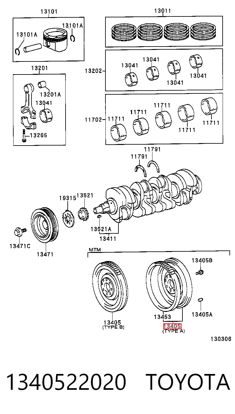 1340522020 Toyota Volante de motor