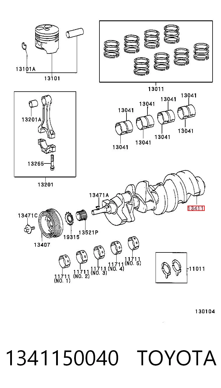 1341150040 Toyota Cigüeñal