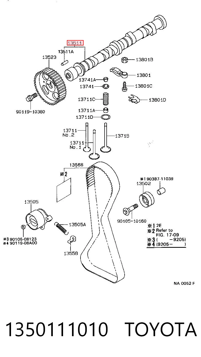 1350111010 Toyota Kit árbol de levas