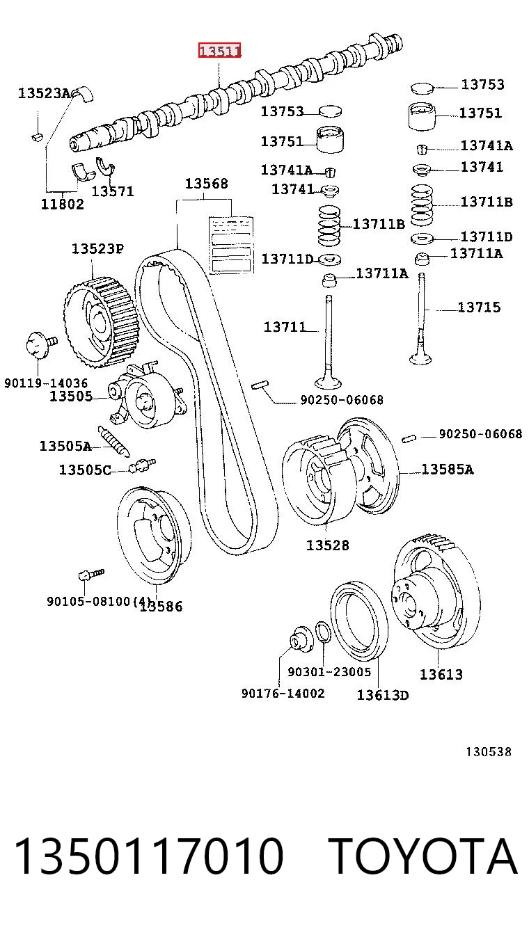 1350117010 Toyota Kit árbol de levas