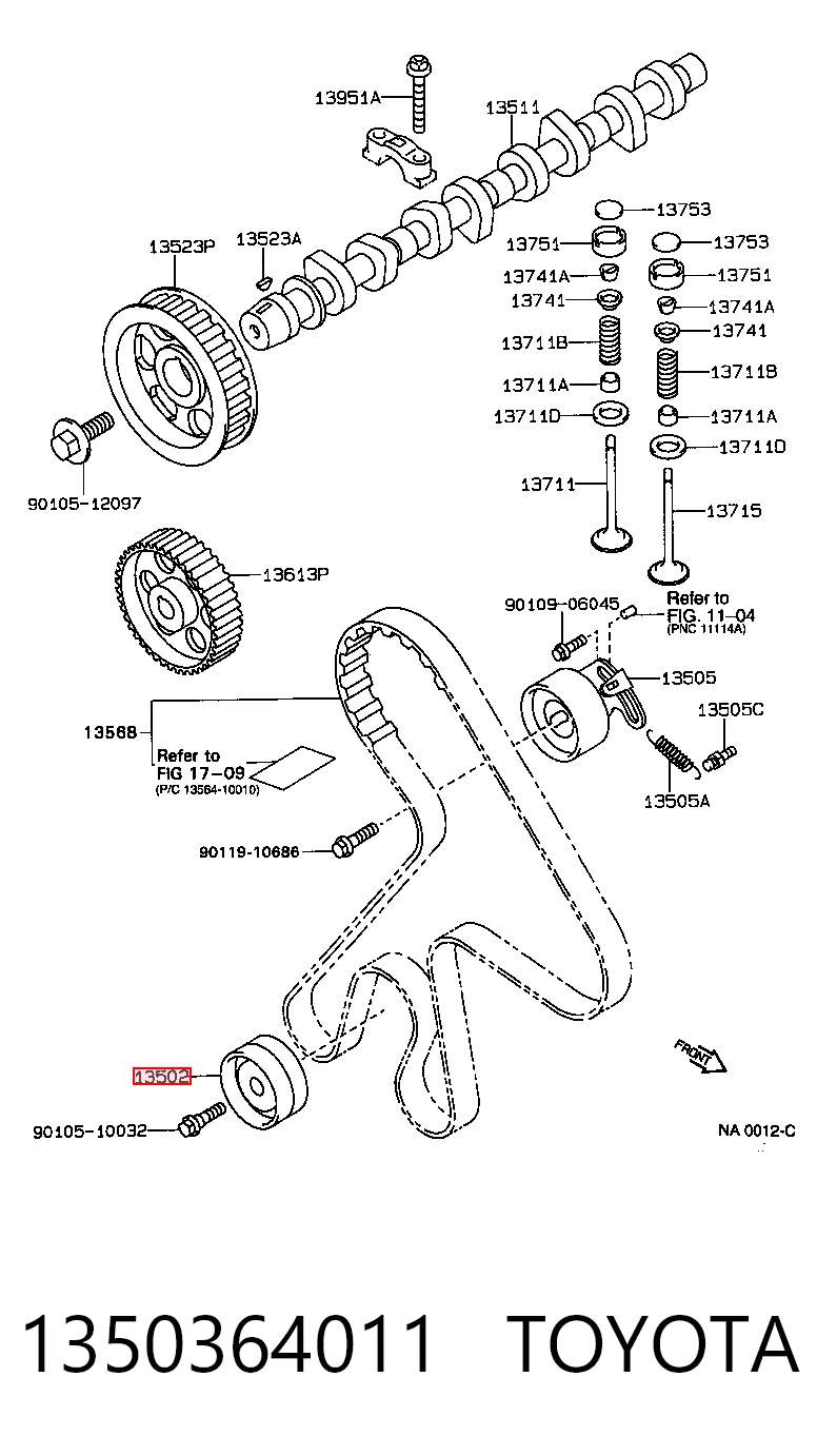 Polea tensora intermedio de correa dentada Toyota Corolla  (1983-1988)
