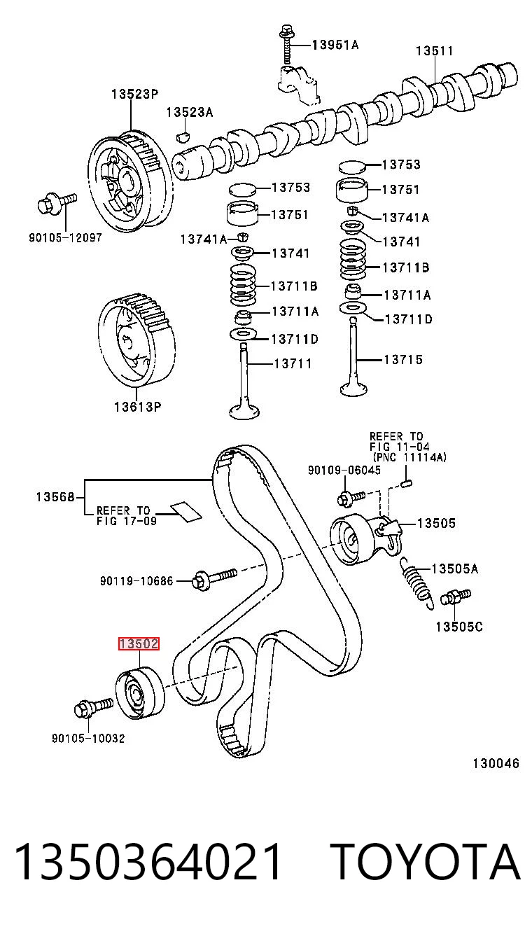 Polea tensora intermedio de correa dentada Toyota Corolla  (1992-1997)