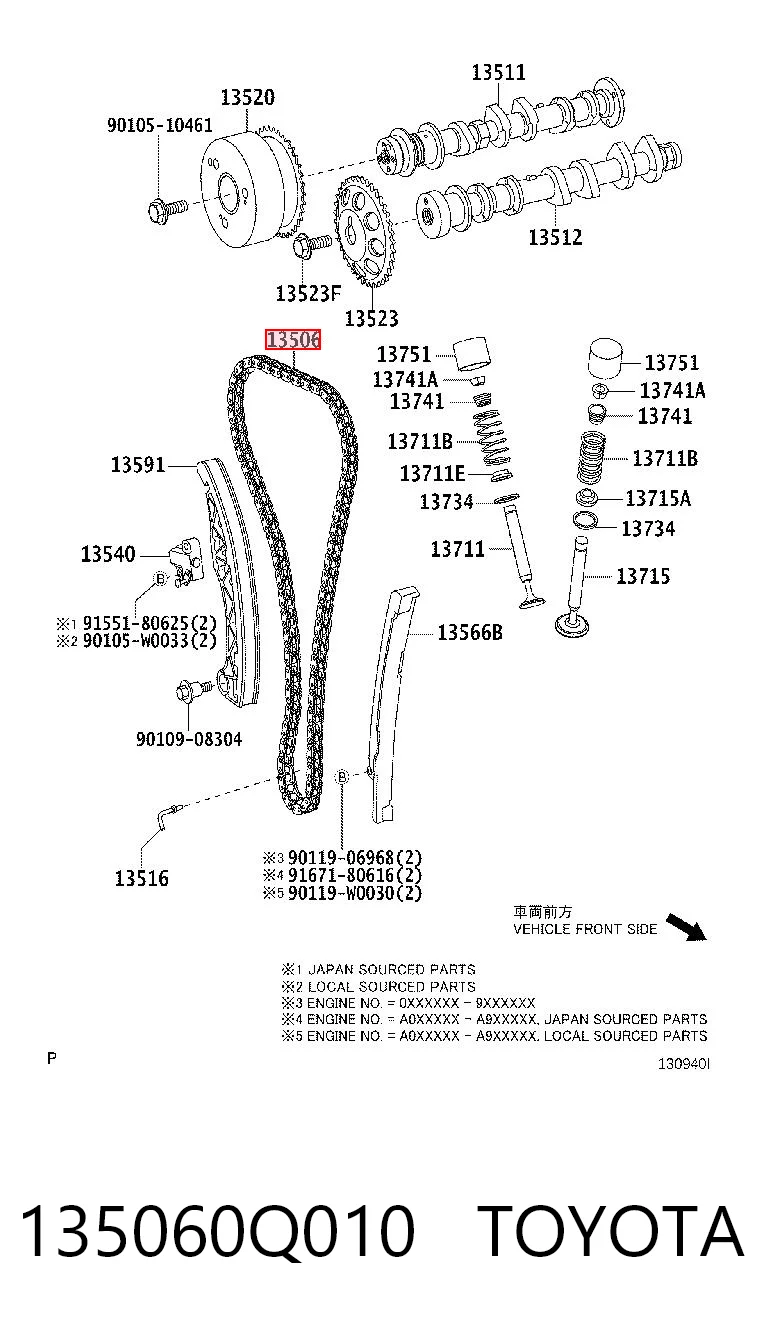 Cadena de motor para Toyota Yaris  SP90