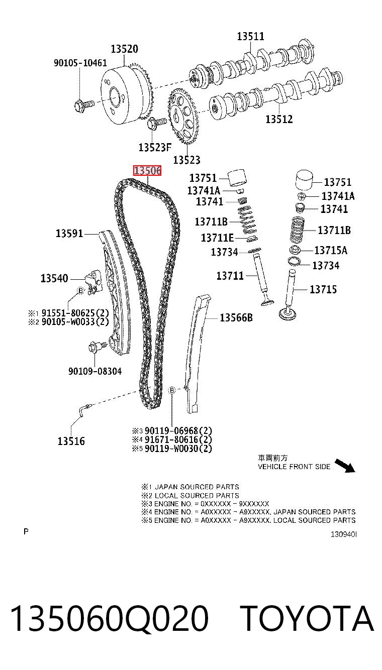 Cadena de motor Toyota Yaris (2005-2011)