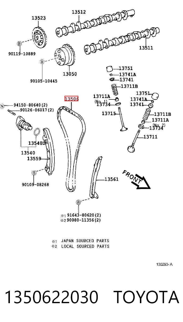 1350622030 Toyota Cadena de motor