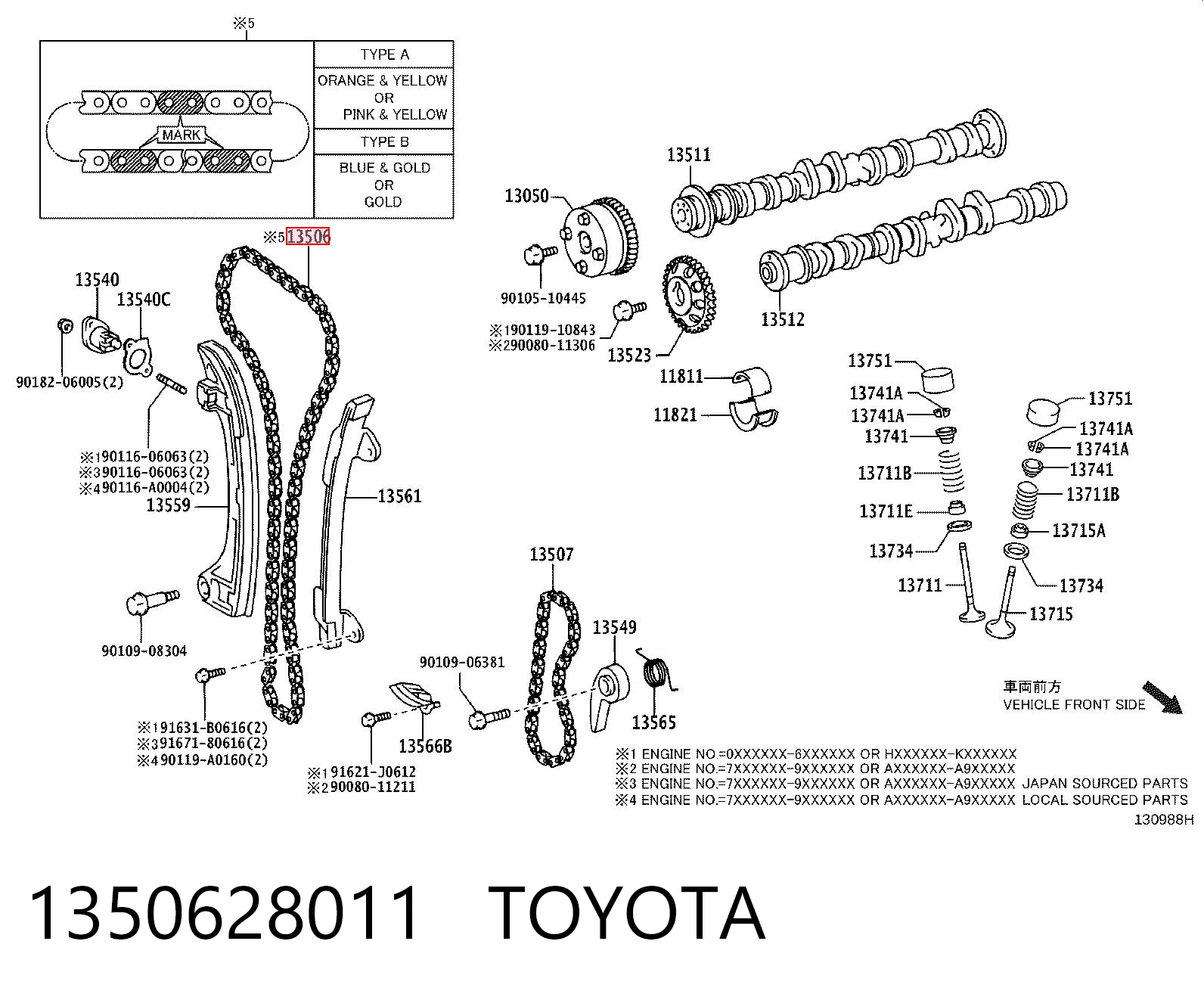 1350628011 Toyota Cadena de motor